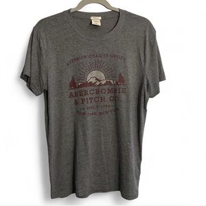 Abercrombie & Fitch M Heather Gray Lightweight Muscle Tee with Maroon Graphic